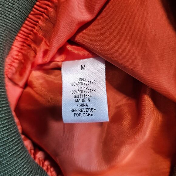 Better Be Shiny Bomber Jacket in Olive Green Zip up w Pockets sz M - Picture 4 of 7